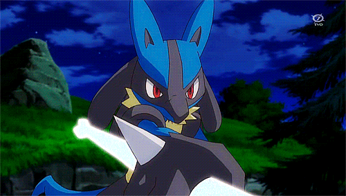 GIF of Lucario preparing to battle.